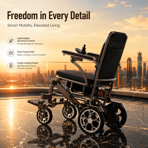 One Touch Folding Lightweight Aluminum Alloy Electric Wheelchair 250W Motor