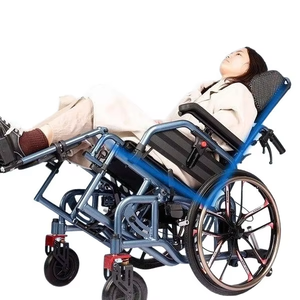 Foldable Aluminum Full Recline Pressure Relief Wheelchair With Commode